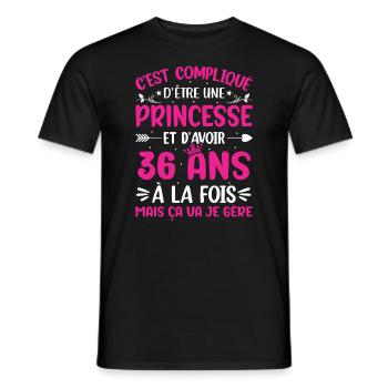 Une princesse et d'avoir 36 ans - T-shirt homme - noir - Devant - AI Model Male 178 light (178cm)