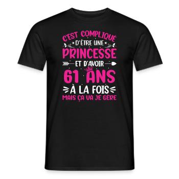 Une princesse et d'avoir 61 ans - T-shirt homme - noir - Devant - AI Model Male 178 light (178cm)