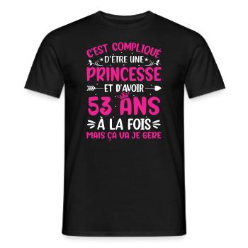 Une princesse et d'avoir 53 ans - T-shirt homme - noir - Devant - AI Model Male 178 light (178cm)