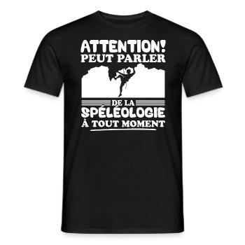 Parler de la spéléologie à tout moment - T-shirt homme - noir - Devant - AI Model Male 178 light (178cm)