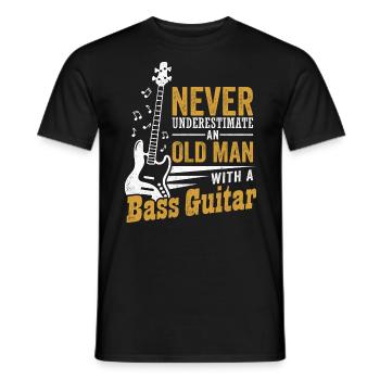 Bassiste Old Man Bassiste Musicien Pension - T-shirt homme - noir - Devant - AI Model Male 178 light (178cm)