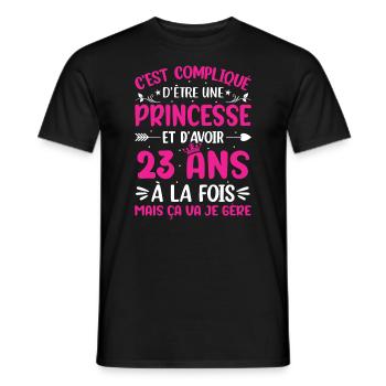 Une princesse et d'avoir 23 ans - T-shirt homme - noir - Devant - AI Model Male 178 light (178cm)