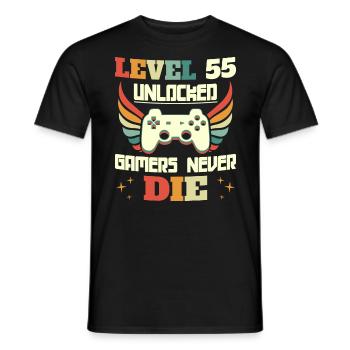 Level 55 freigeschaltet 55. Geburtstag Spieler 55 Jahre - Männer T-Shirt - Schwarz - Vorne - AI Model Male 178 light (178cm)