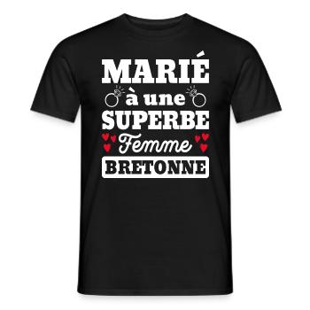 Saint Valentin Marié À Superbe Femme Bretonne - T-shirt homme - noir - Devant - AI Model Male 178 light (178cm)