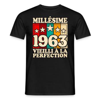 Millésime 1963 Fête 60 Ans Anniversaire - T-shirt homme - noir - Devant - AI Model Male 178 light (178cm)