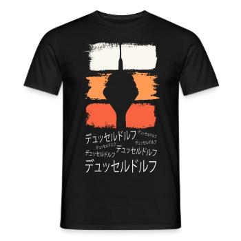 Düsseldorf Japan City Skyline Vintage Retro - T-shirt homme - noir - Devant - AI Model Male 178 light (178cm)