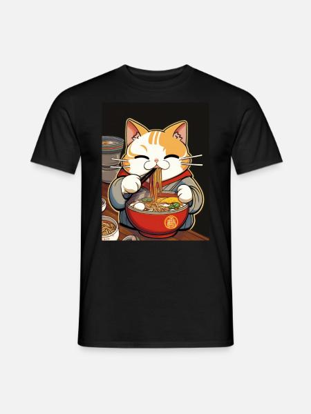 Katze Japanische Ramen Otaku Anime - Männer T-Shirt - Schwarz
