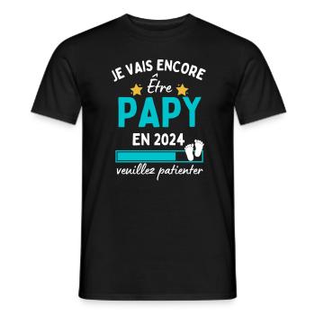 Je vais encore Être Papy en 2024 Cadeau Futur Papi - T-shirt homme - noir - Devant - AI Model Male 178 light (178cm)