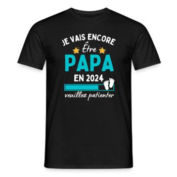 Je vais encore Être Papa en 2024 Cadeau Futur Père - T-shirt homme - noir - Devant - AI Model Male 178 light (178cm)