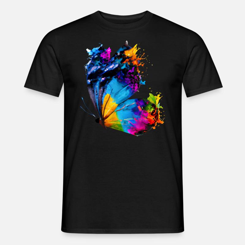 Schmetterling mit Farbklecksen - Männer T-Shirt - Schwarz