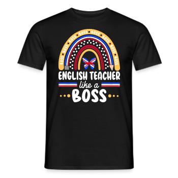 Humor Englischlehrer als Cheflehrer - Männer T-Shirt - Schwarz - Vorne - AI Model Male 178 light (178cm)