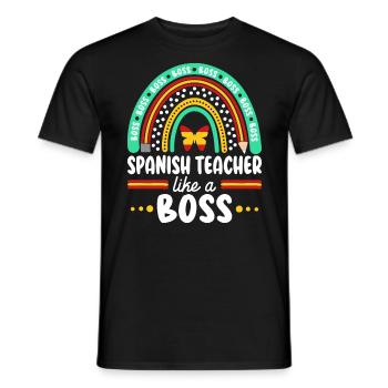 Humor Spanish teacher as boss teacher - Men's T-Shirt - black - Front - AI Model Male 178 light (178cm)