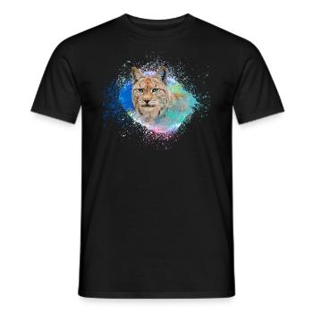 luchs,katze,malerei,aquarell,malerei - Männer T-Shirt - Schwarz - Vorne - AI Model Male 178 light (178cm)