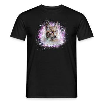lynx,cat,pink,painting,watercolor,pink - Men's T-Shirt - black - Front - AI Model Male 178 light (178cm)