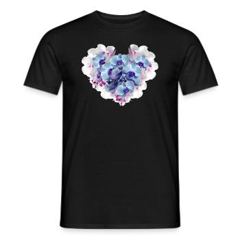 orchidee,blumen,blumenherz,herz - Männer T-Shirt - Schwarz - Vorne - AI Model Male 178 light (178cm)