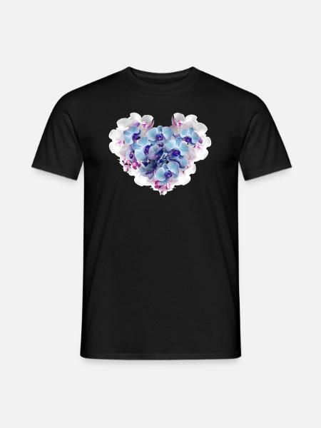 orchidee,blumen,blumenherz,herz - Männer T-Shirt - Schwarz