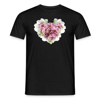 Orchidee,blumen,blumenherz,herz, blüte - Männer T-Shirt - Schwarz - Vorne - AI Model Male 178 light (178cm)