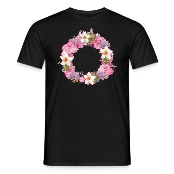 empty,flowers,flower wreath,floral,watercolor - Men's T-Shirt - black - Front - AI Model Male 178 light (178cm)