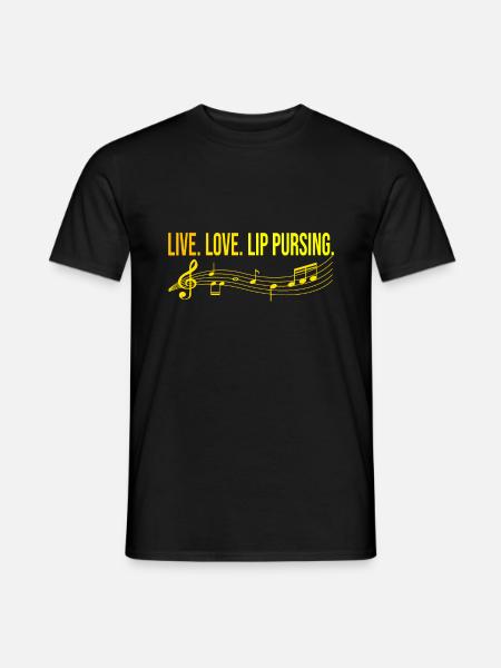 Live Love Lip Pursing Harmonica Player Gift - Männer T-Shirt - Schwarz