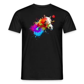pferd,haflinger, graffiti, malerei, bunt, pferde, - Männer T-Shirt - Schwarz - Vorne - AI Model Male 178 light (178cm)