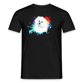 Bichon Frisé, Maltais,Chien, Aquarelle, Aquarelle - T-shirt homme - noir - Devant - AI Model Male 178 light (178cm)