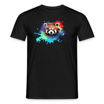 Panda rouge, graffiti, peinture, ours panda, ours, coloré - T-shirt homme - noir - Devant - AI Model Male 178 light (178cm)