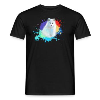 Renard arctique, renard, menthe, aquarelle, peinture, coloré - T-shirt homme - noir - Devant - AI Model Male 178 light (178cm)