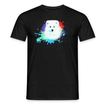 Samoyed, dog ,graffiti,painting wolf,pastel,colorful - Men's T-Shirt - black - Front - AI Model Male 178 light (178cm)