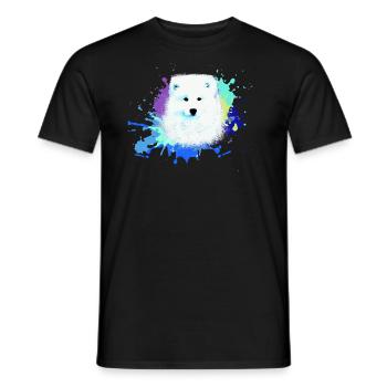 Samoyed, dog ,graffiti,painting wolf,pastel,colorful - Men's T-Shirt - black - Front - AI Model Male 178 light (178cm)