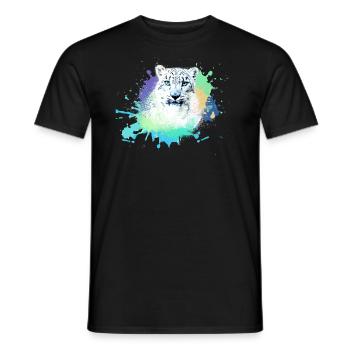 snow leopard,cat,leopard, jaguar,colorful - Men's T-Shirt - black - Front - AI Model Male 178 light (178cm)