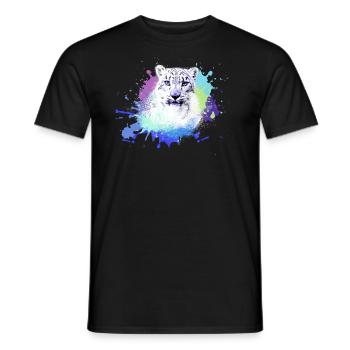snow leopard,cat,leopard, jaguar,colorful - Men's T-Shirt - black - Front - AI Model Male 178 light (178cm)