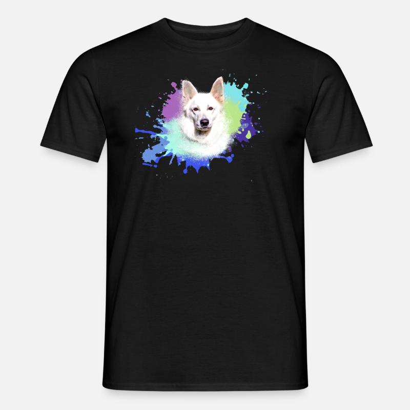 White Shepherd ,Dog,White,Dog,Husky,Wolf - Men's T-shirt - black