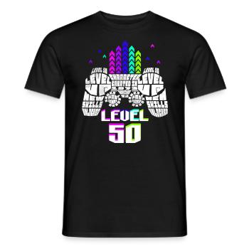 Geek Level 50 Jubiläum Gamer 50 Jahre - Männer T-Shirt - Schwarz - Vorne - AI Model Male 178 light (178cm)