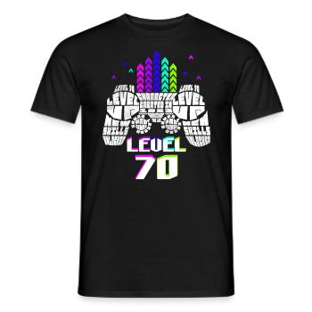 Geek Level 70 Anniversary Gamer 70 Years - Men's T-Shirt - black - Front - AI Model Male 178 light (178cm)