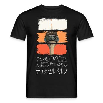 Düsseldorf Japan City Skyline Vintage Retro - T-shirt homme - noir - Devant - AI Model Male 178 light (178cm)