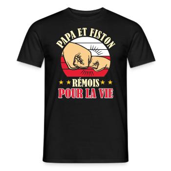 Papa Fiston Rémois Père Fils Supporter Reims - T-shirt homme - noir - Devant - AI Model Male 178 light (178cm)