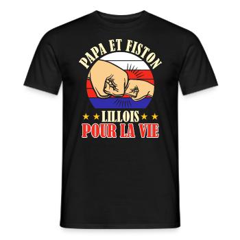 Papa Fiston Lillois Père Fils Supporter Lille - T-shirt homme - noir - Devant - AI Model Male 178 light (178cm)