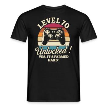 Player Level 70 Anniversary Gamer 70 Years - Men's T-Shirt - black - Front - AI Model Male 178 light (178cm)