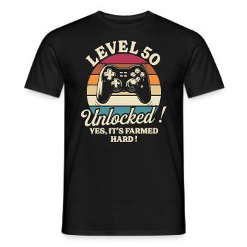 Spielerlevel 50 Jubiläum Gamer 50 Jahre - Männer T-Shirt - Schwarz - Vorne - AI Model Male 178 light (178cm)