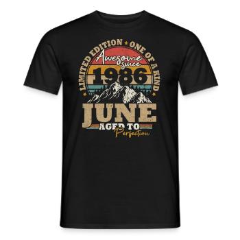 June 1986 Vintage Birthday Gift 37 Years - Men's T-Shirt - black - Front - AI Model Male 178 light (178cm)