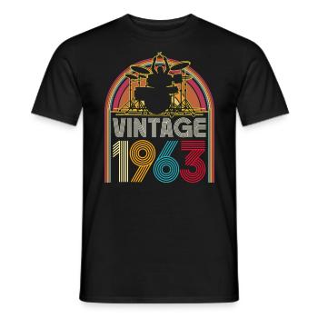 Vintage 1963 Musicien Batteur 60 Ans Anniversaire - T-shirt homme - noir - Devant - AI Model Male 178 light (178cm)