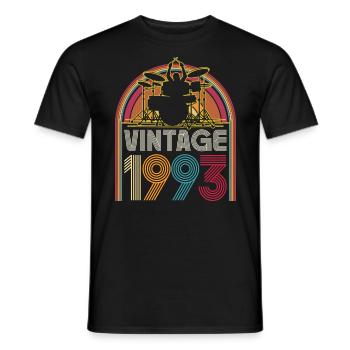 Vintage 1993 Musicien Batteur 30 Ans Anniversaire - T-shirt homme - noir - Devant - AI Model Male 178 light (178cm)