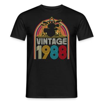 Vintage 1988 musician drummer 35 years anniversary - Men's T-Shirt - black - Front - AI Model Male 178 light (178cm)
