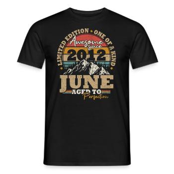 Juin 2012 Vintage Cadeau D’anniversaire 11 ans - T-shirt homme - noir - Devant - AI Model Male 178 light (178cm)