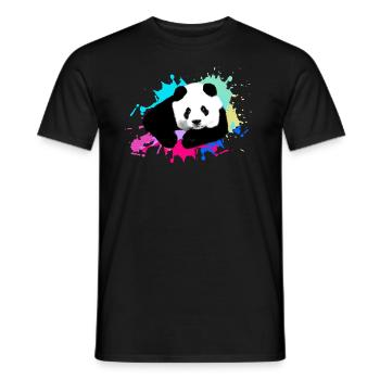 Panda,Panda Bear,Colorful,Graffiti,Painting,Blots - Men's T-Shirt - black - Front - AI Model Male 178 light (178cm)