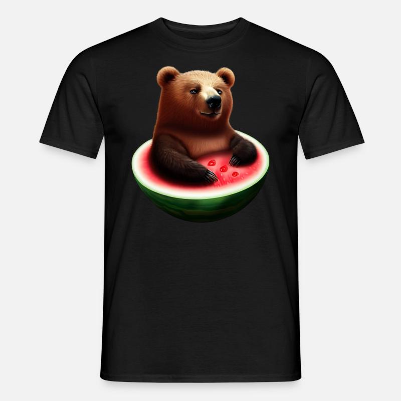 Bär in einer Wassermelone - Männer T-Shirt - Schwarz