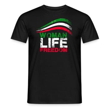 woman life freedom, schrift,iran,flagge - Männer T-Shirt - Schwarz - Vorne - AI Model Male 178 light (178cm)