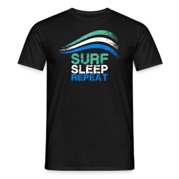 Surf Sleep Repeat,Surfer,Surf,Typo,Wave - T-shirt homme - noir - Devant - AI Model Male 178 light (178cm)
