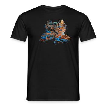 Fleur, Lotus, Tropical, Peinture, Blanc, Palmier, Or - T-shirt homme - noir - Devant - AI Model Male 178 light (178cm)