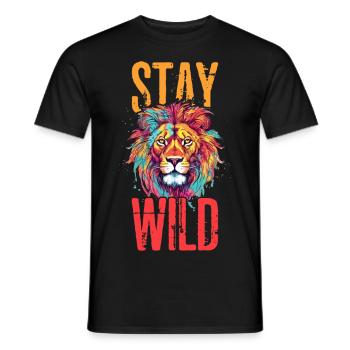 Lion Stay Wild Lion Head Predator Art coloré - T-shirt homme - noir - Devant - AI Model Male 178 light (178cm)